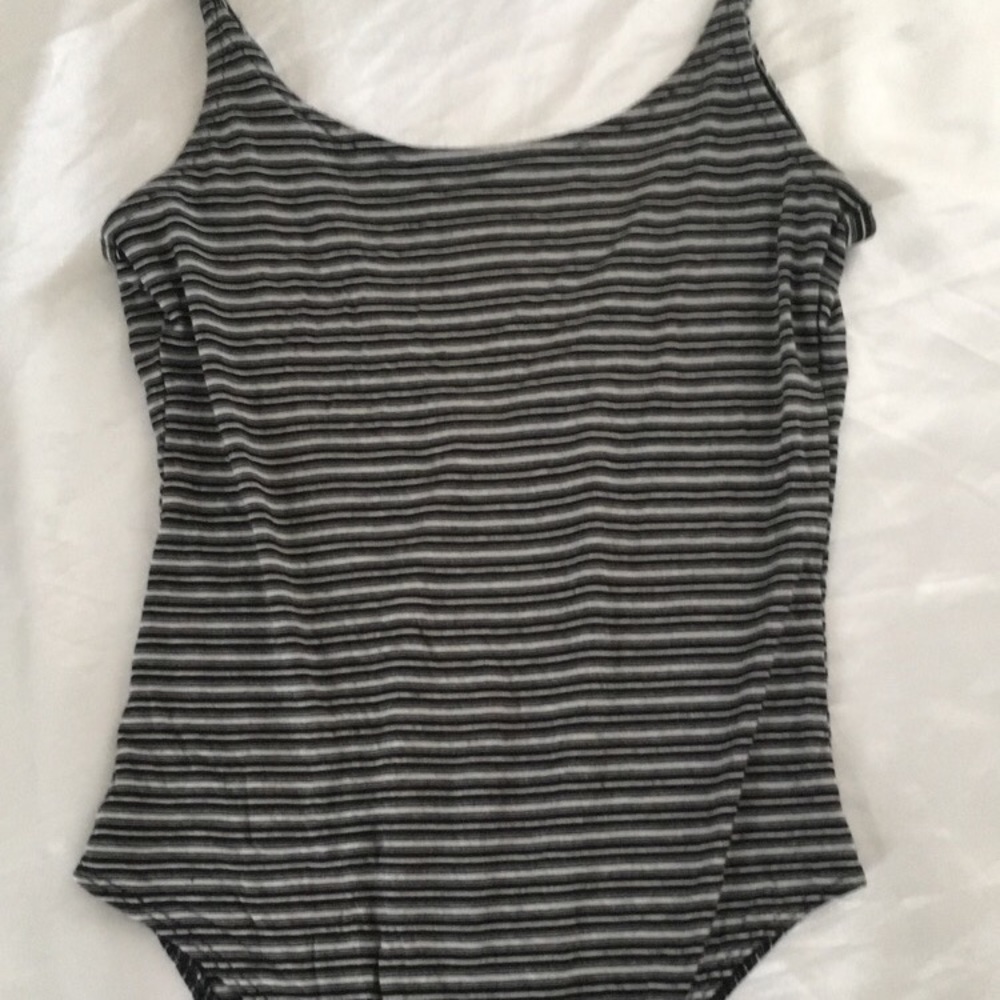 Striped low back bodysuit